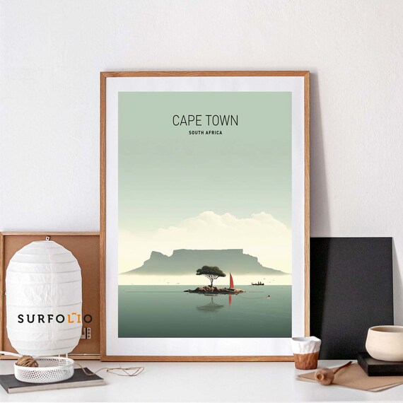 Cape Town Table Mountain, Coastal Minimalist Travel Poster