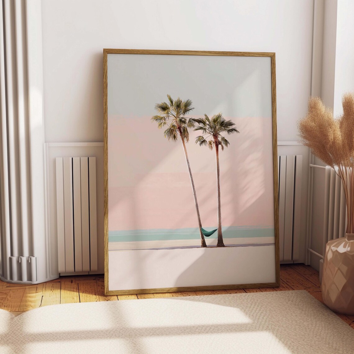 Palm Tree Sunset Poster, Minimalist Beach Art