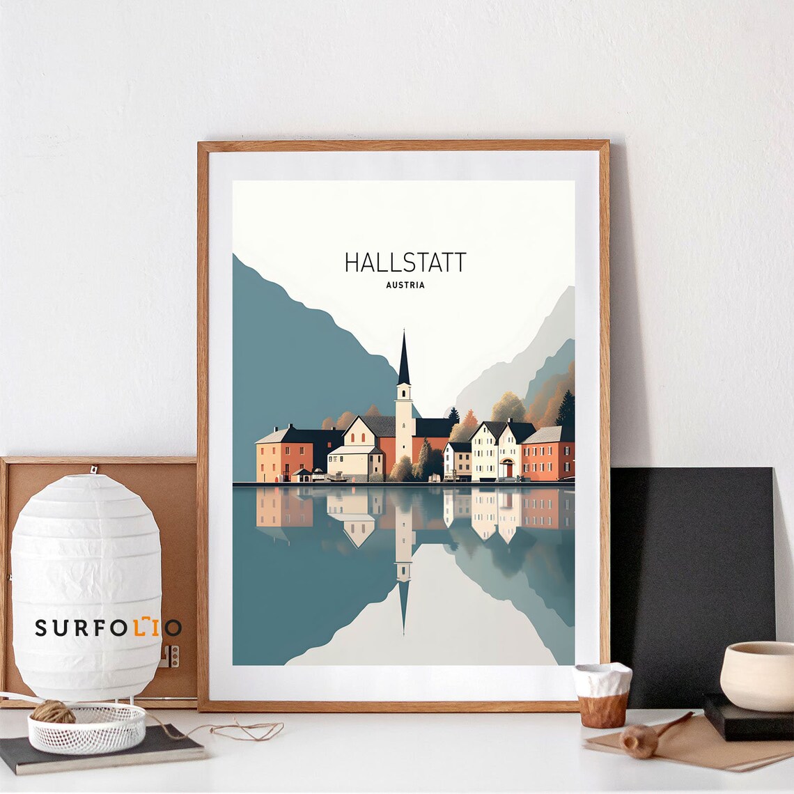 Hallstatt Austria Village, Minimalist Alpine Landscape