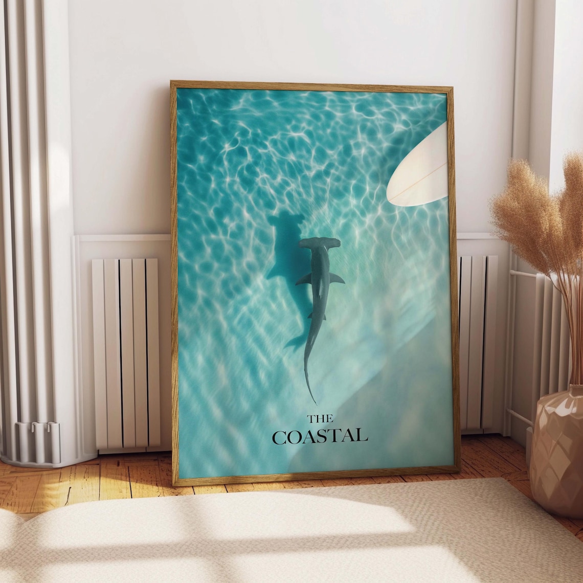 Hammerhead Shark Coastal Poster Print, Beach Decor