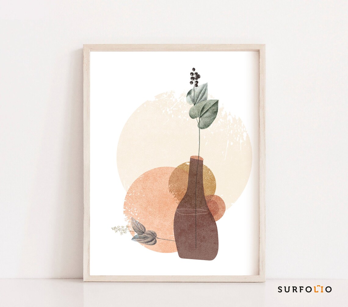 Boho Vase Floral Botanical Illustration Art Print