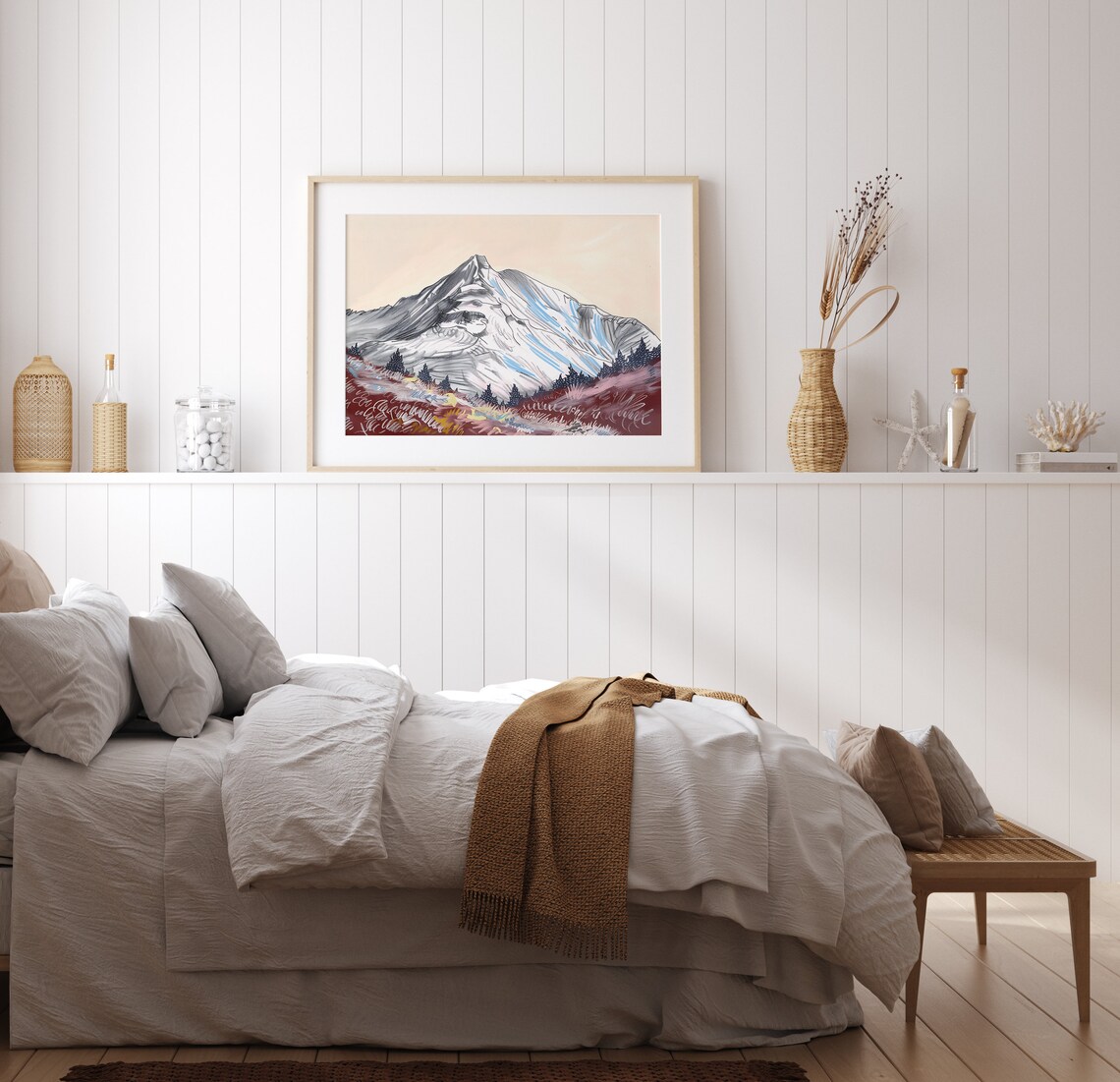 Abstract Horizontal Mountain Hill Art Abstract Wall Art Acrylic Art Living Room Print Scenery Art Print - Image 2