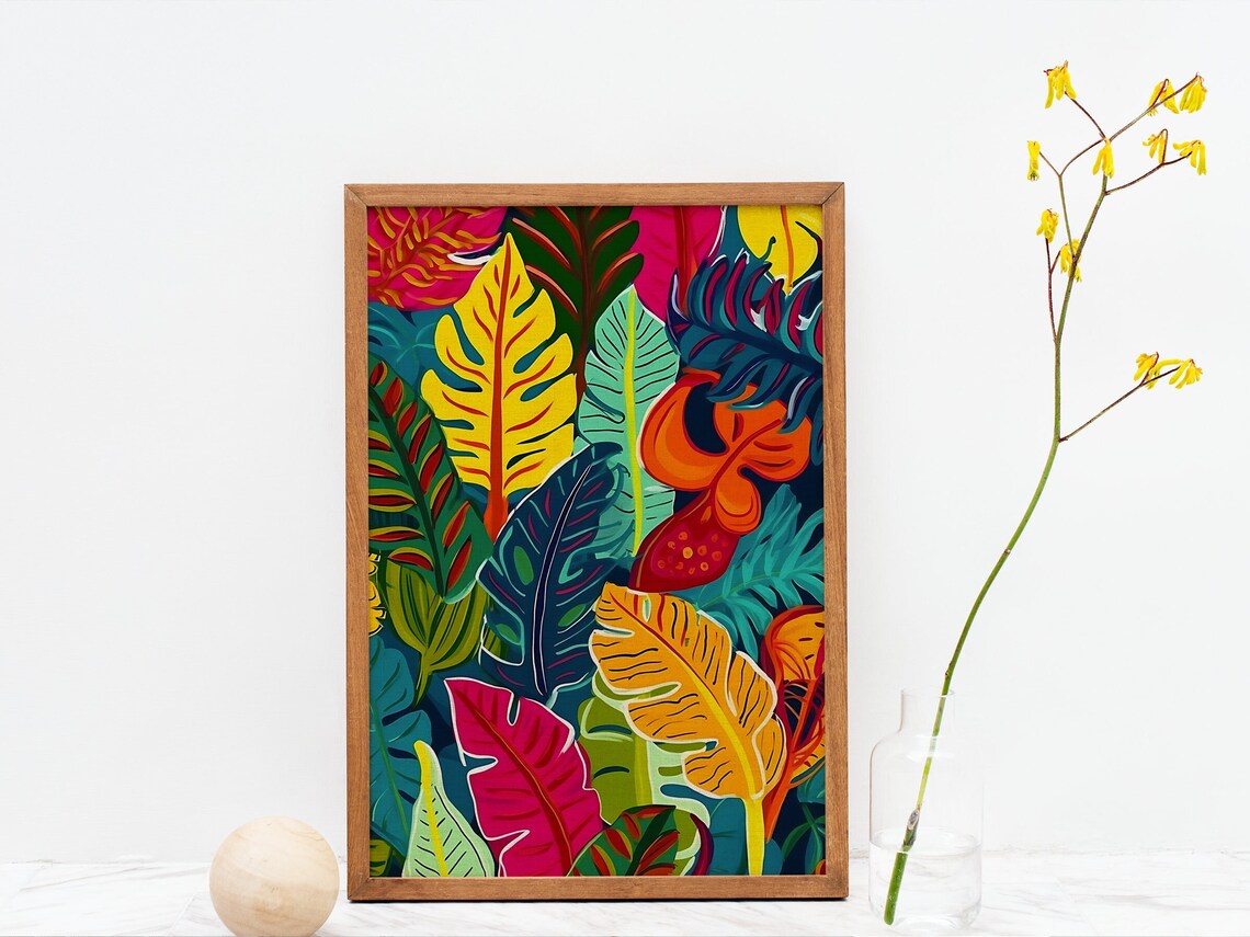 Colorful Tropical Print, Abstract Floral Botanical Art