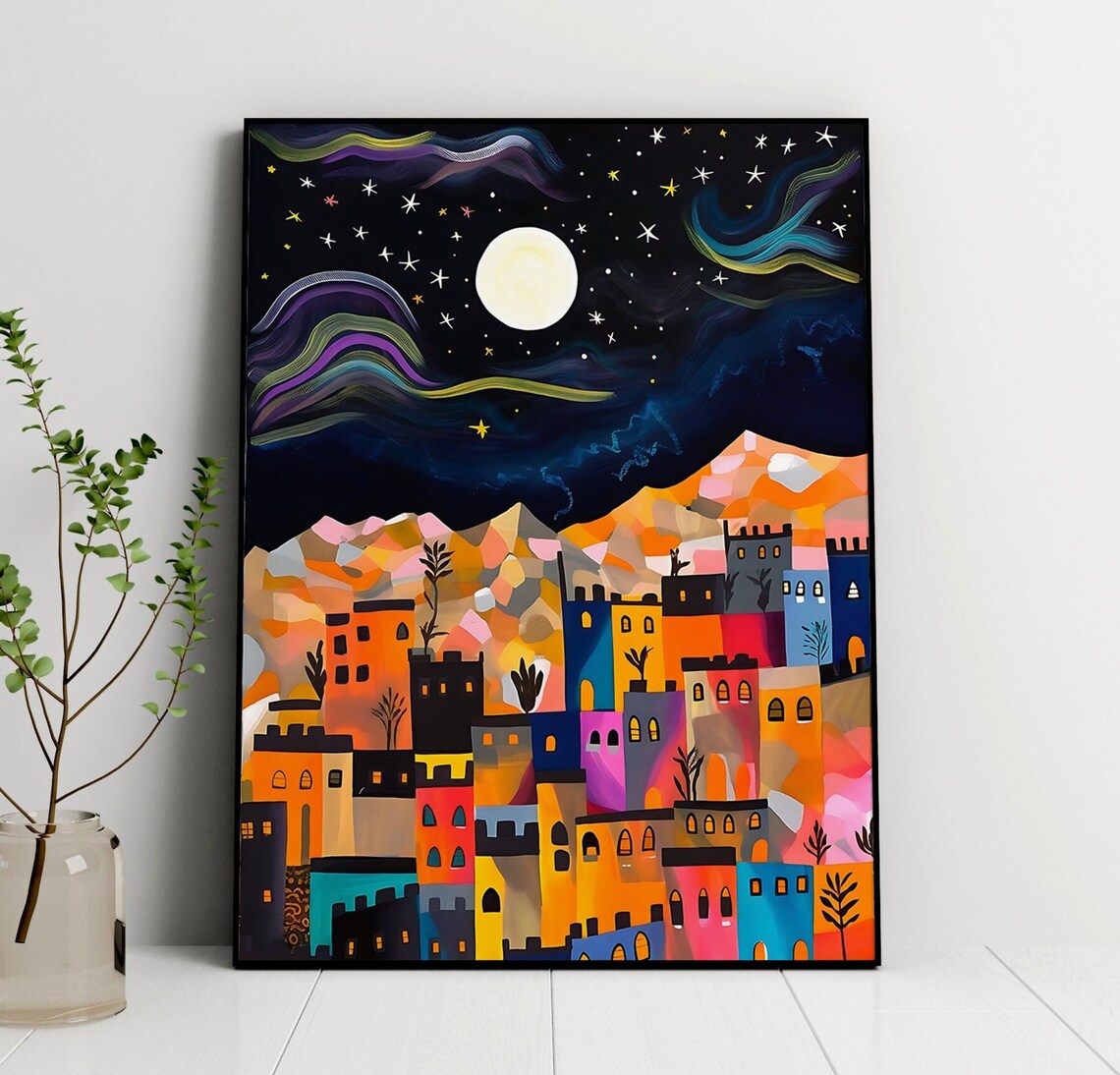 Morocco At Night Travel Illustration, Marrakech Kasbah