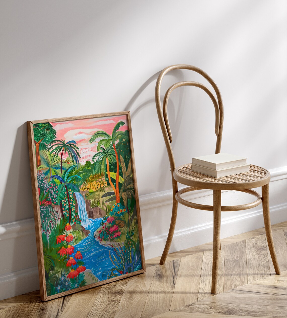 Tropical Jungle Waterfall Art Print, Botanical Scene - Image 2