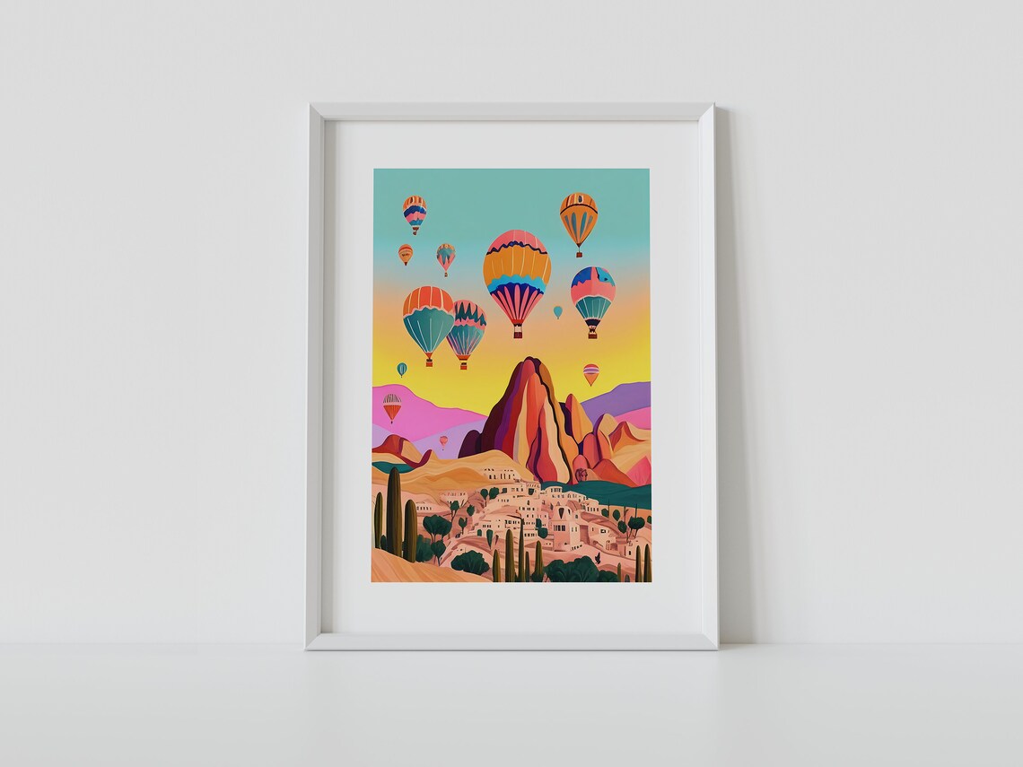 Cappadocia Turkey Hot Air Balloons Over Fairy Chimneys Travel Poster - Image 2