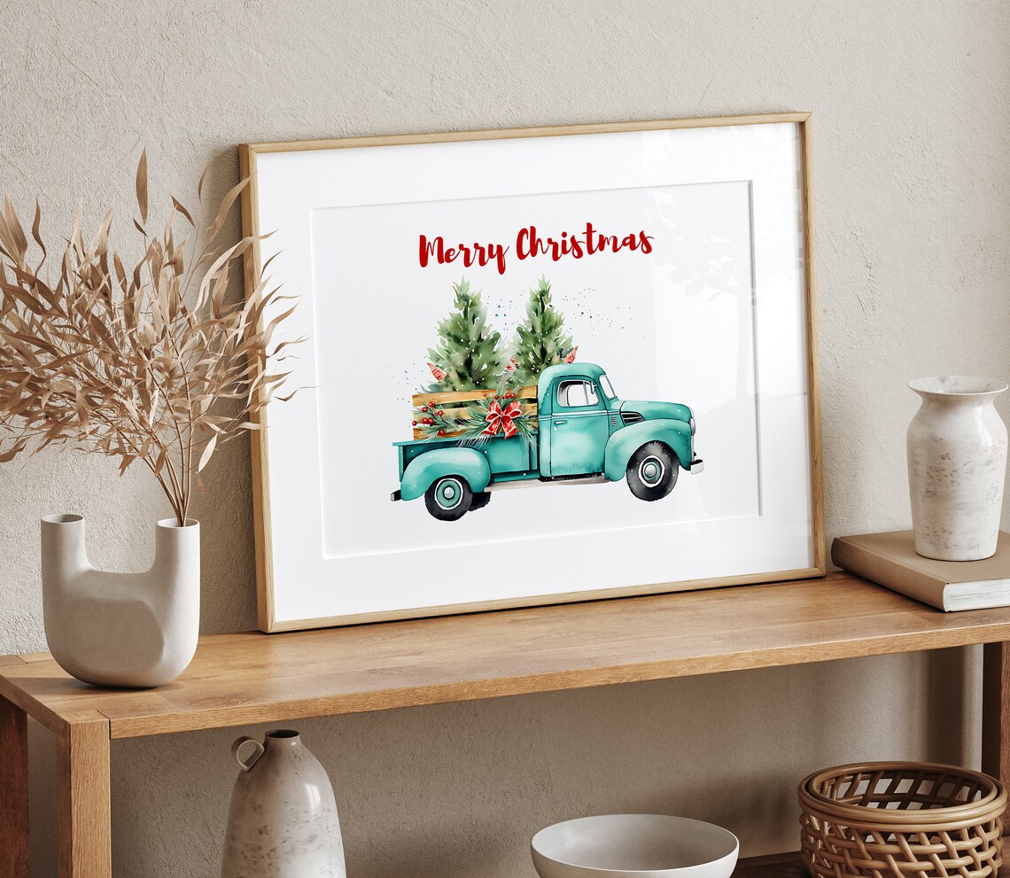 Merry Christmas Farmhouse Holiday Art Print - Image 2