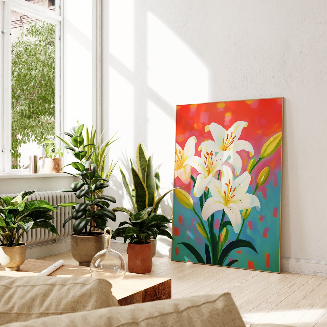 Lily Flowers Floral Abstract Wall Art Print - Image 3