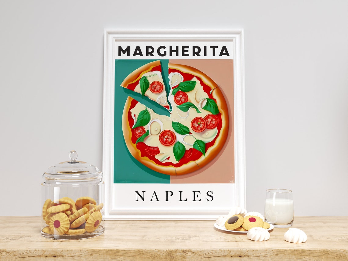 Margherita Art Print Pizza Illustration Pizza Poster Italian Food Art Print Pizza Illustration Pizza Painting Italy Food Travel Poster - Image 2