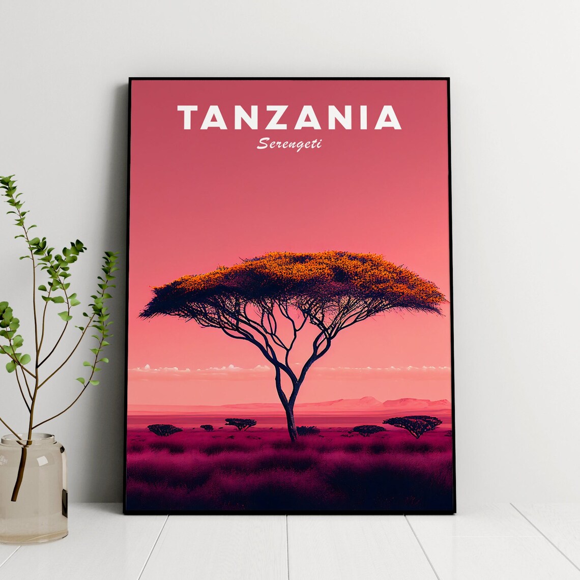 Serengeti National Park Travel Poster, Tanzania Safari