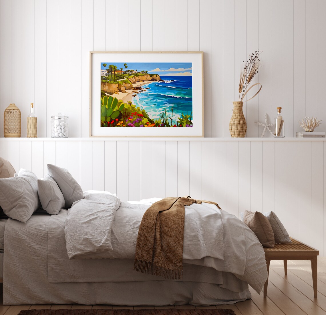 Laguna Beach Travel Poster, California Coast Gouache - Image 3