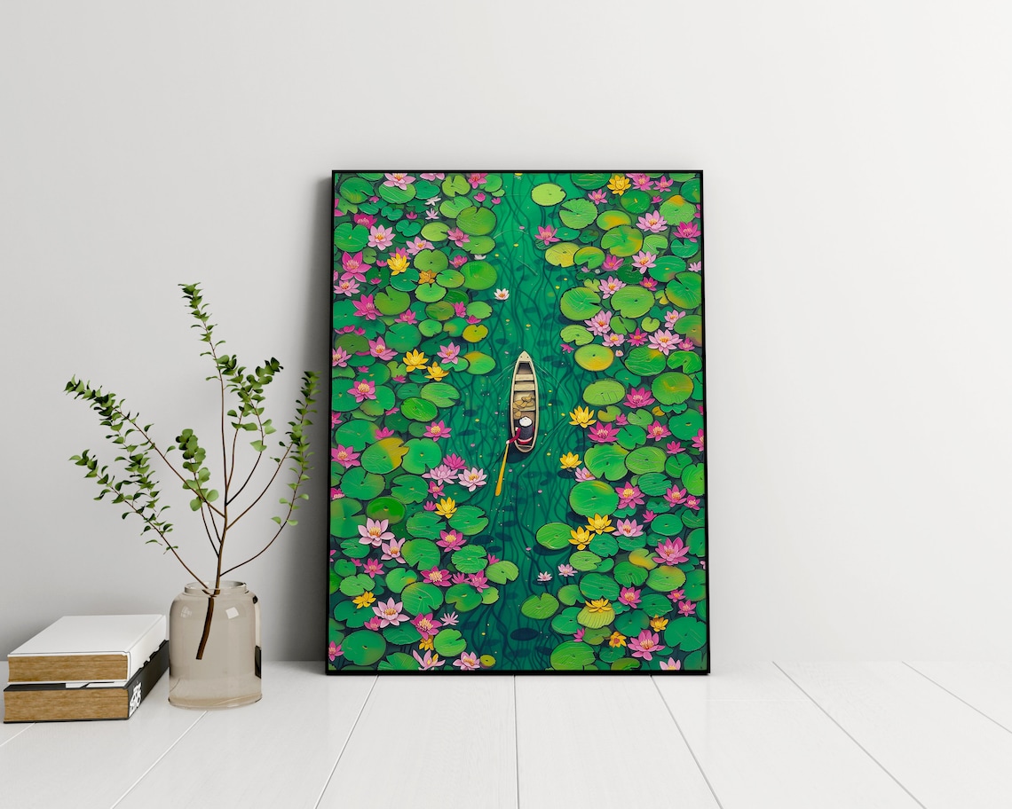 Water Lily Pads Water Lilies Colorful Art Print