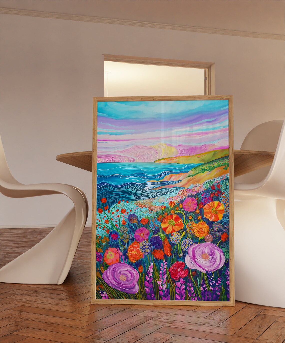 Abstract Seascape Illustration, Floral Art Print
