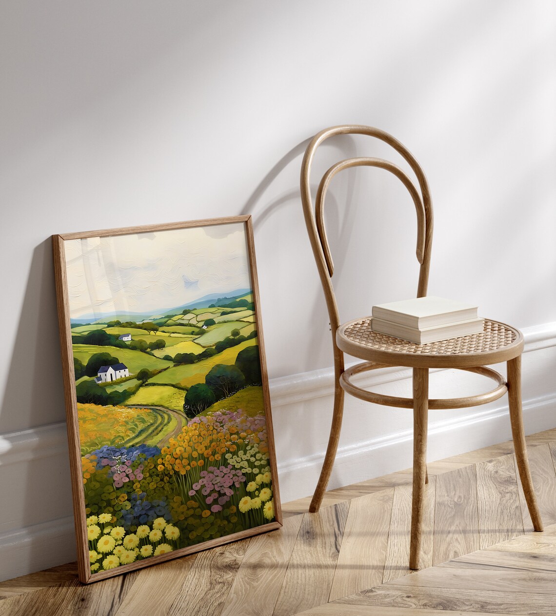 English Countryside Travel Poster, Rustic Meadow - Image 2