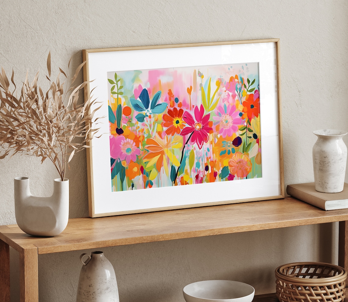 Abstract Floral Gouache Art Print, Summer Botanical - Image 3