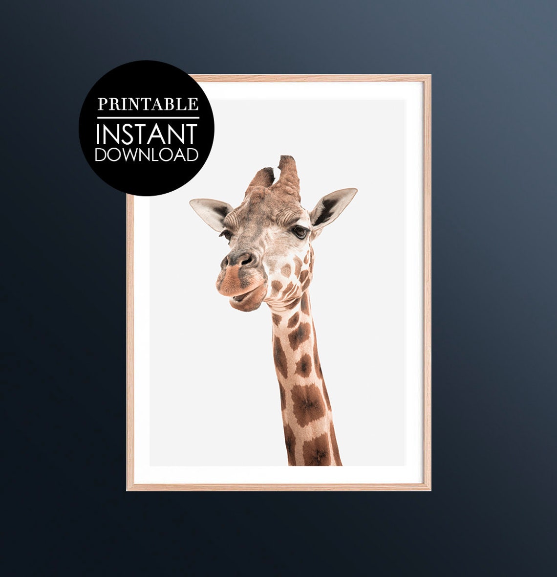 Cute Giraffe Portrait Minimalist Safari Wildlife Photo Poster