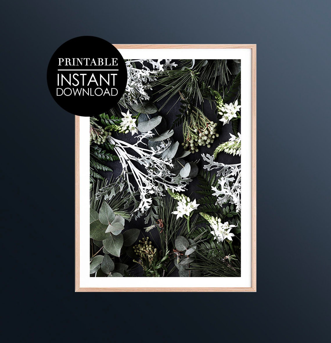 Floral Print Foliage Layout Greenery Botanical Art Instant Pine Fresh