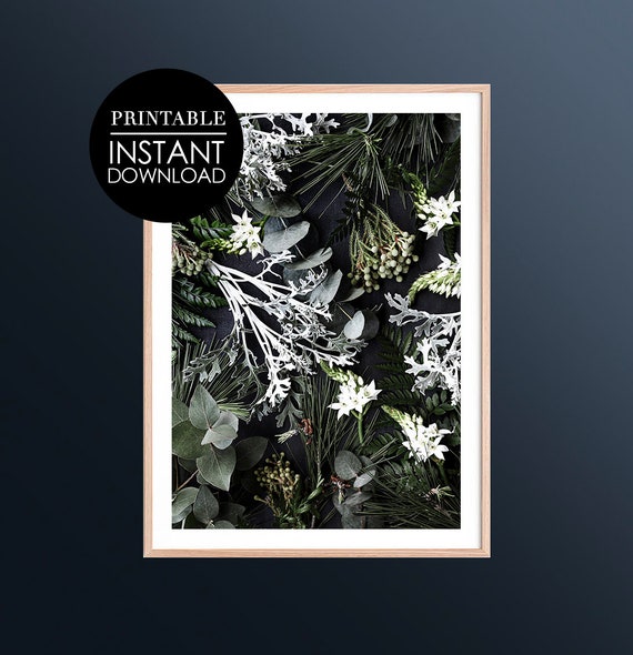 Floral Print Foliage Layout Greenery Botanical Art Instant Pine Fresh