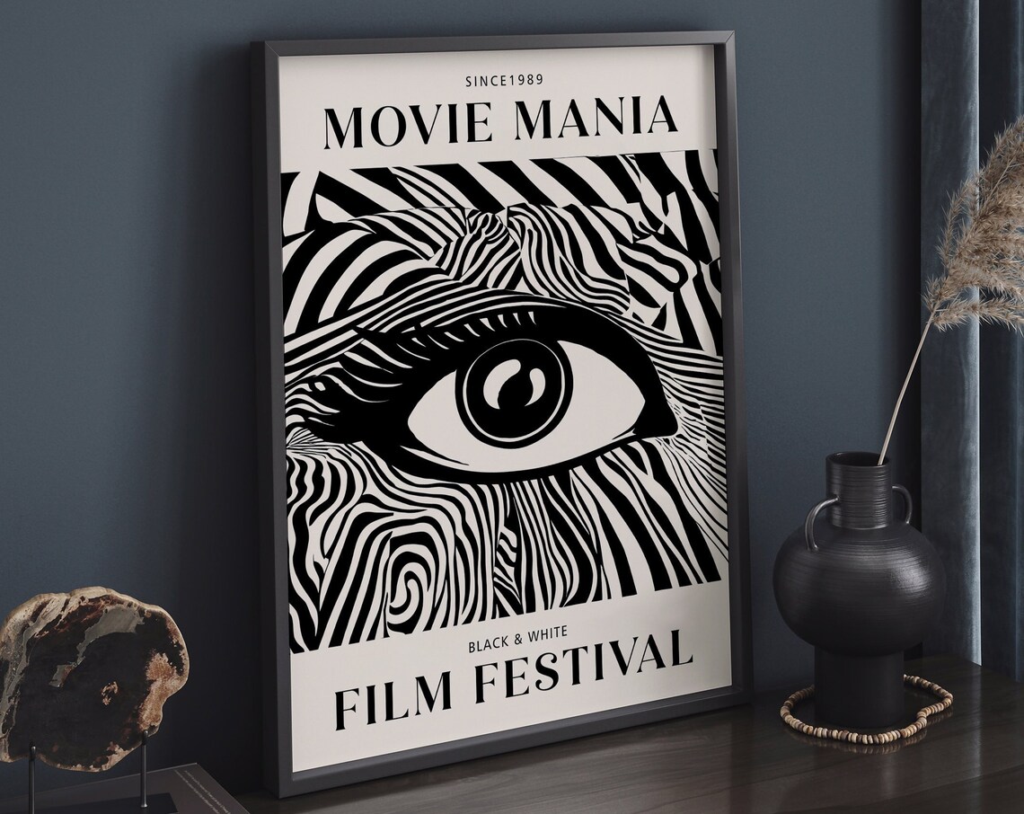 Movie Mania Black White Eye Black And White Film Festival Poster