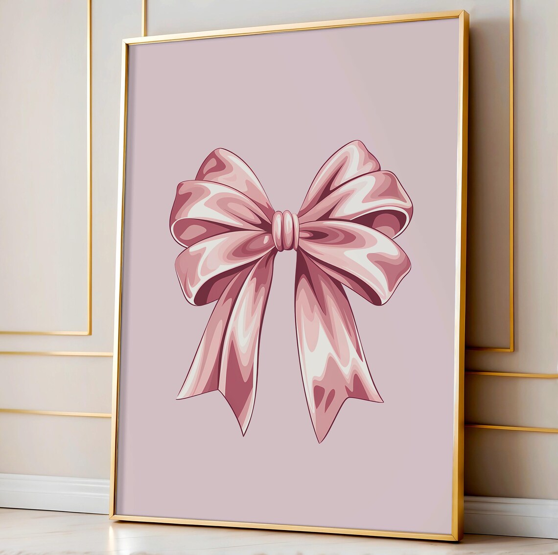 Pink Satin Bow Coquette Ribbon Illustration Blush Background Poster