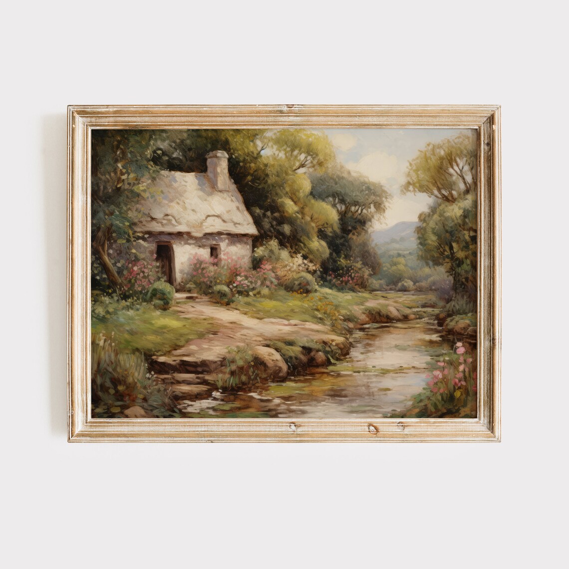 English Cottage Garden Art Print, Farmhouse Decor