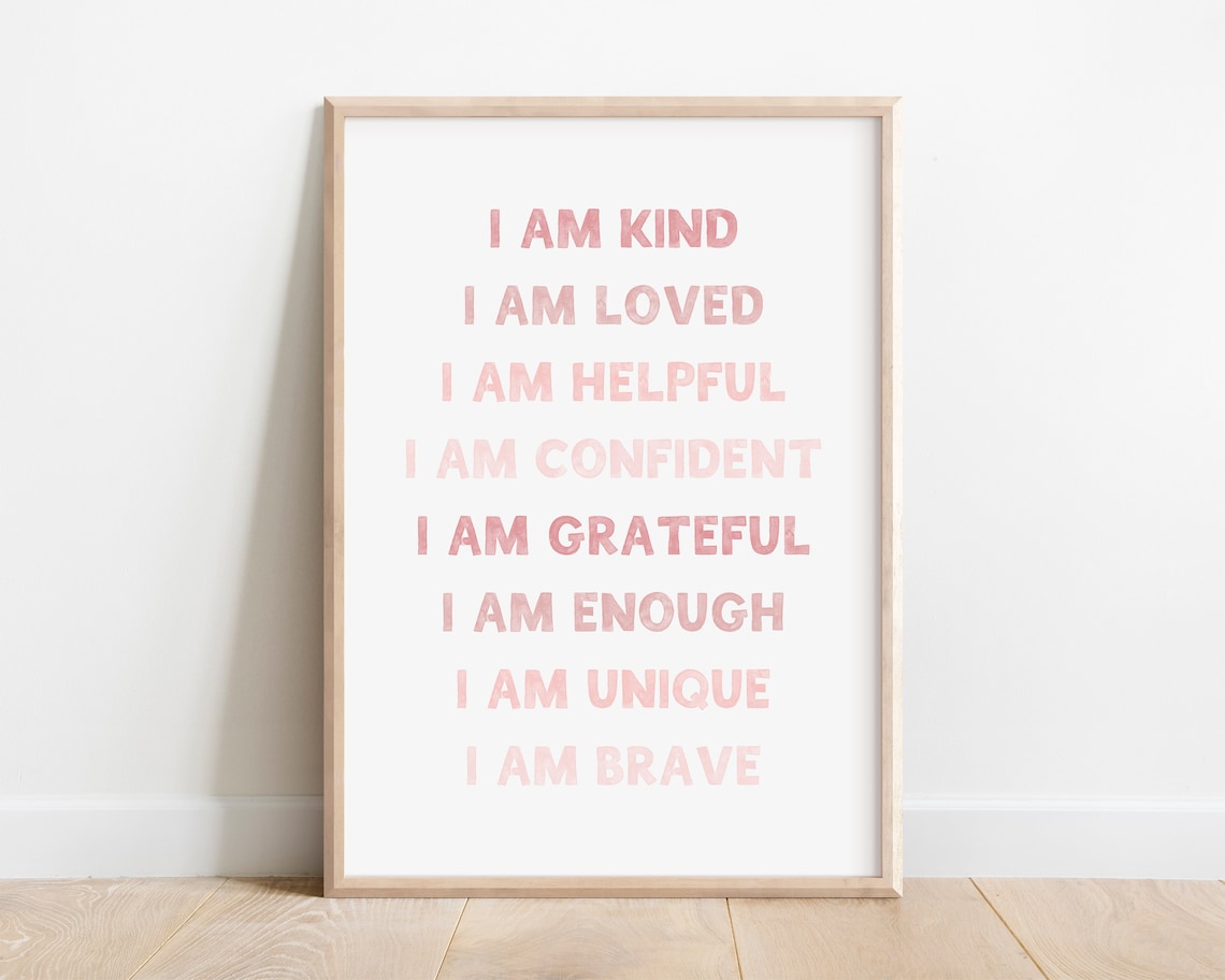 Pink Kids Affirmation Poster, Nursery Decor Art Print