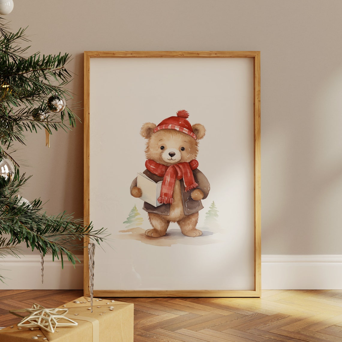 Teddy Bear Christmas Print Nursery Print Christmas Nursery Decor Teddy Bear Nursery Decor Holiday Nursery Wall Art