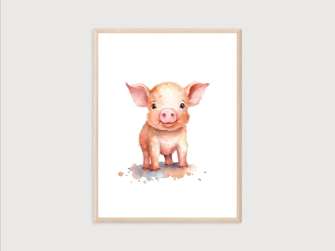 Baby Pig Print Animal Nursery Print Print Watercolor Pig Nursery Baby Animal Art Watercolor Nursery Print