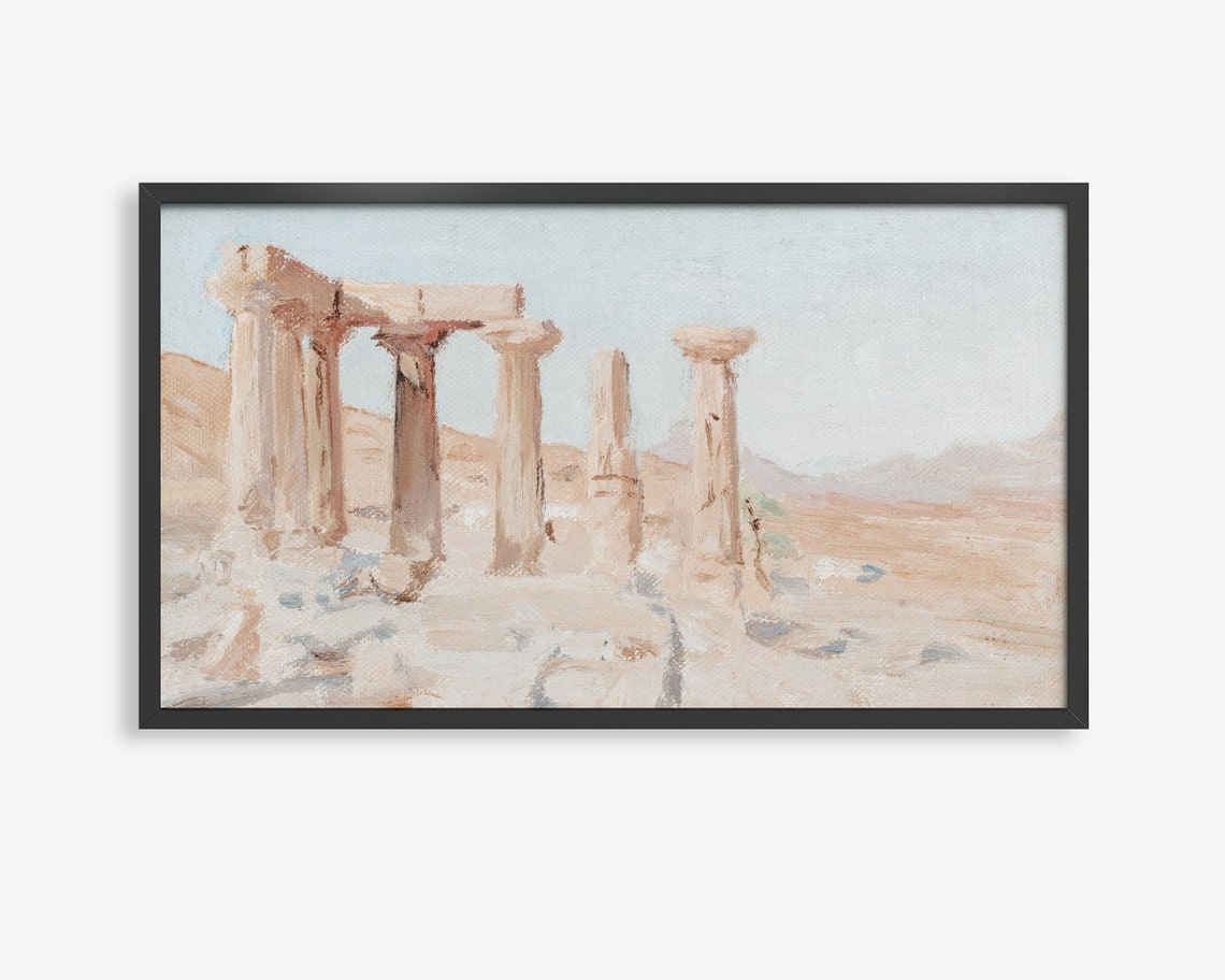 Ancient Stone Temple Columns Desert Ruins Frame TV Art Poster