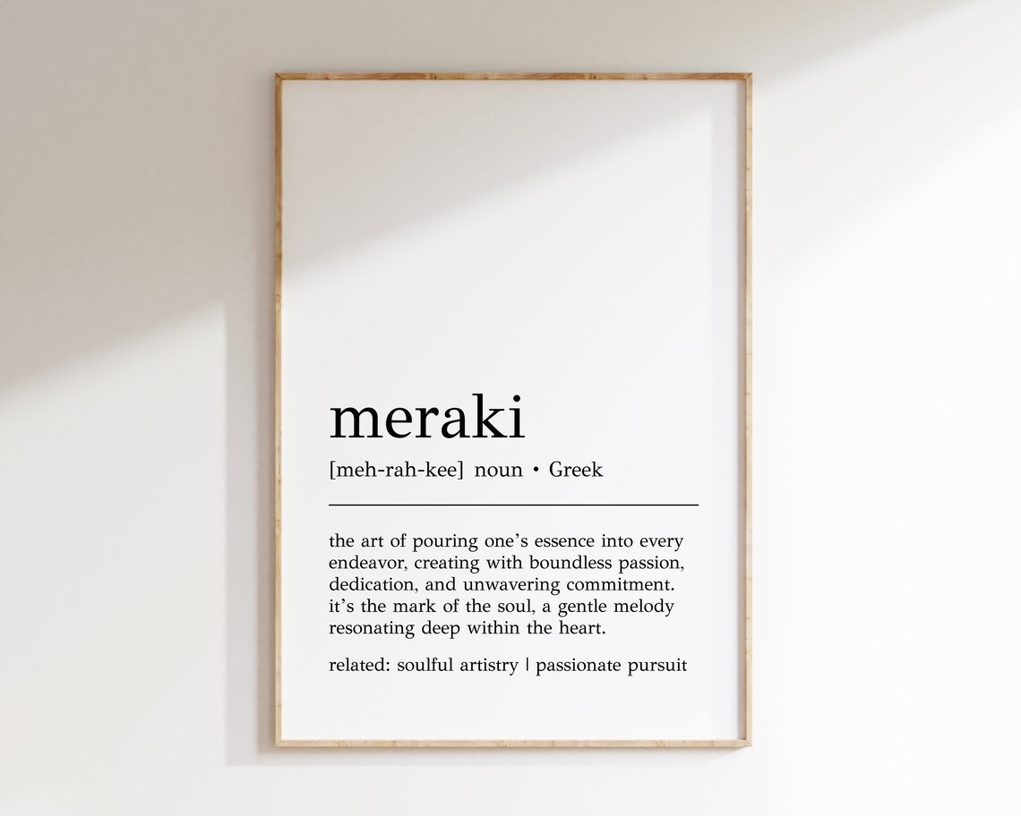 Meraki Definition Art Print, Greek Wall Art