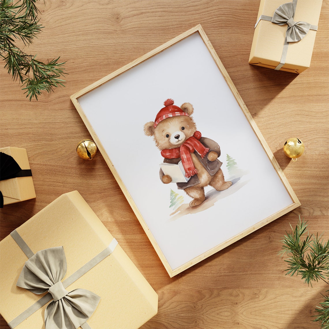 Teddy Bear Christmas Print Nursery Print Christmas Nursery Decor Teddy Bear Nursery Decor Holiday Nursery Wall Art - Image 2