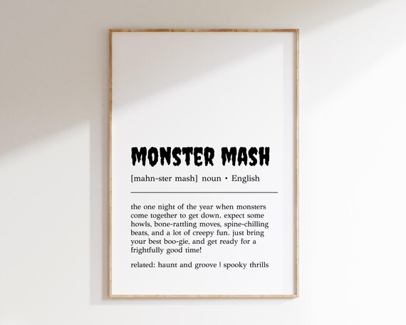 Monster Mash Halloween Definition Spooky Party Dictionary Poster
