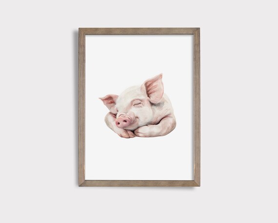 Sleeping Piglet Nursery Print Pig Nursery Art Farm Nursery Print Sleeping Pig Print Cute Animal Wall Decor Piglet Wall Art