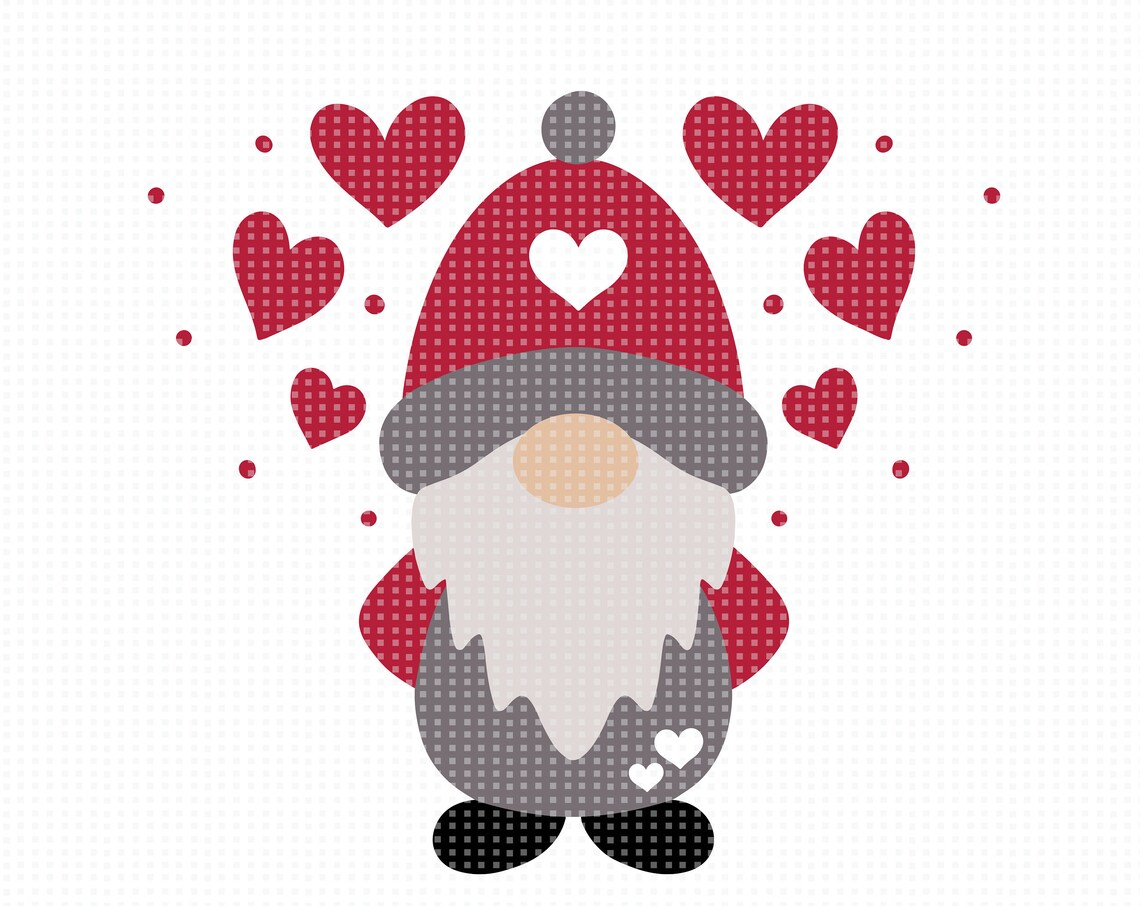 Red Heart Valentine Gnome Love Day Sweetheart Gift Decor Poster