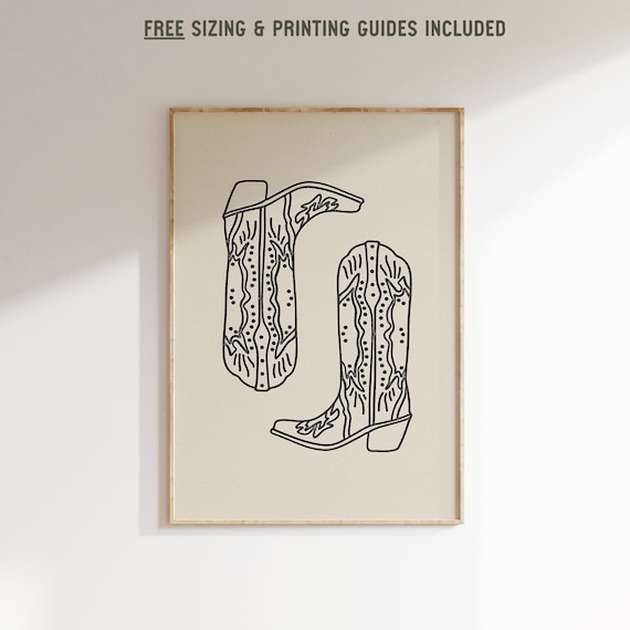Cowboy Boots Minimalist Vintage Western Art Print
