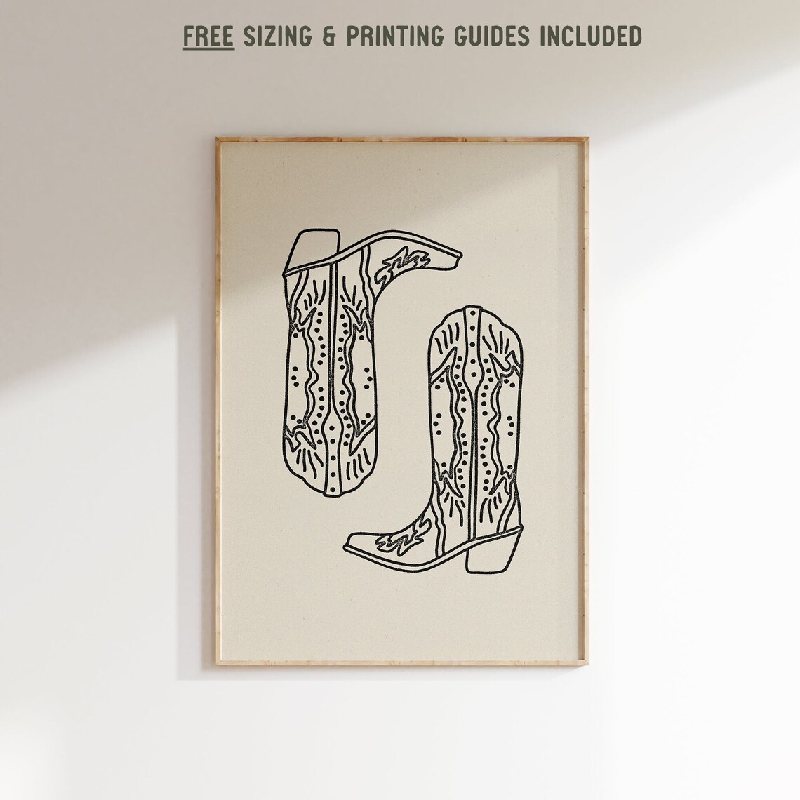Cowboy Boots Minimalist Vintage Western Art Print