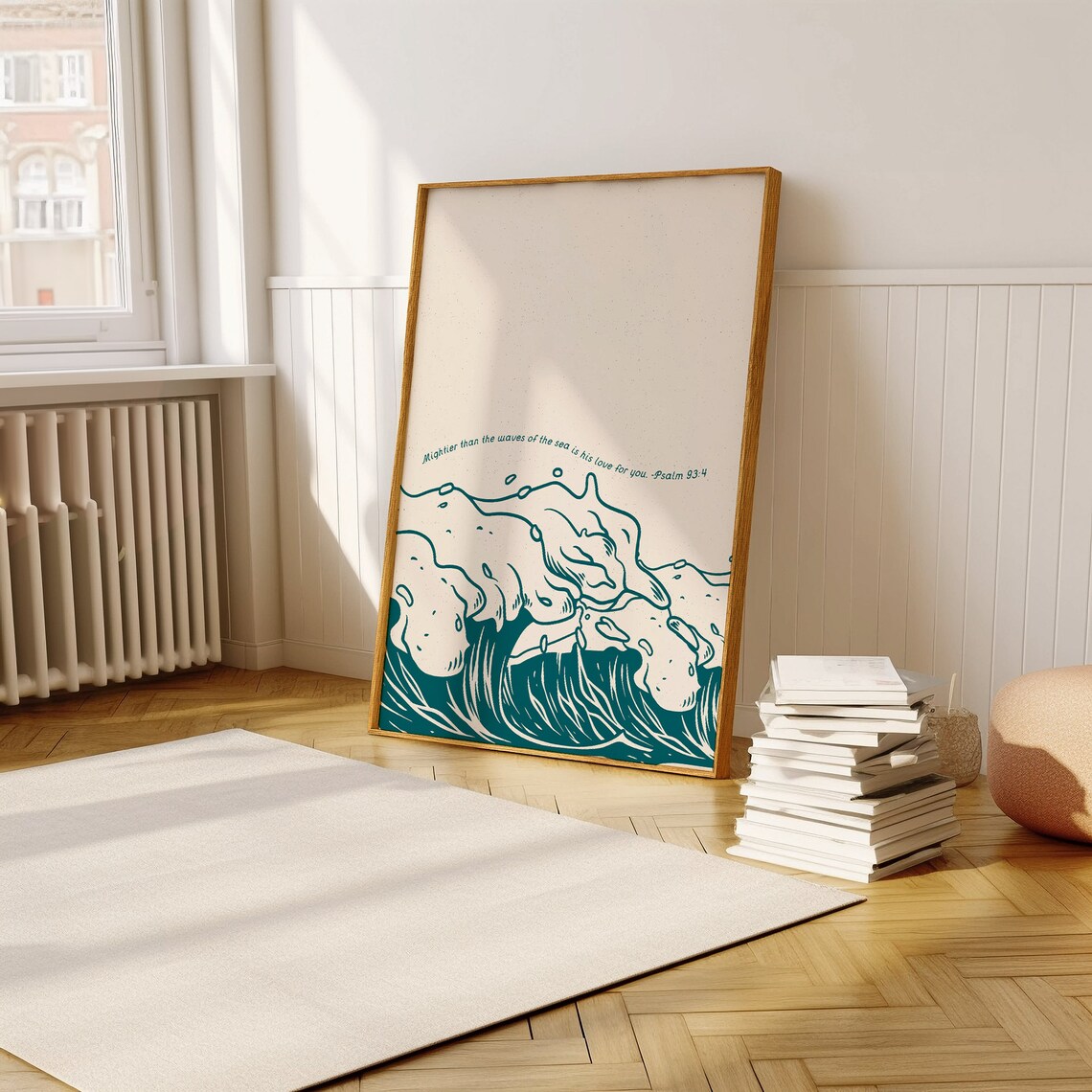 Psalms Scripture Art Print, Minimal Waves Poster - Image 2