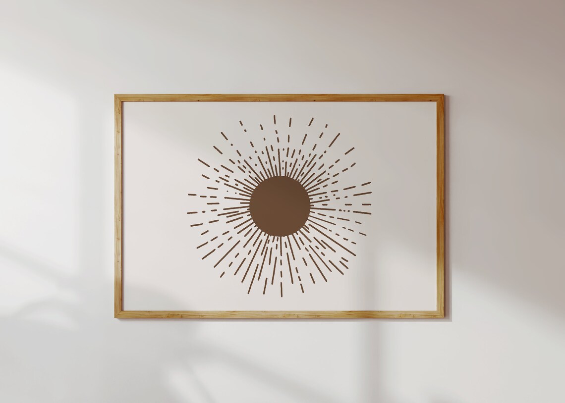 Boho Sunburst Art Print, Modern Abstract Decor