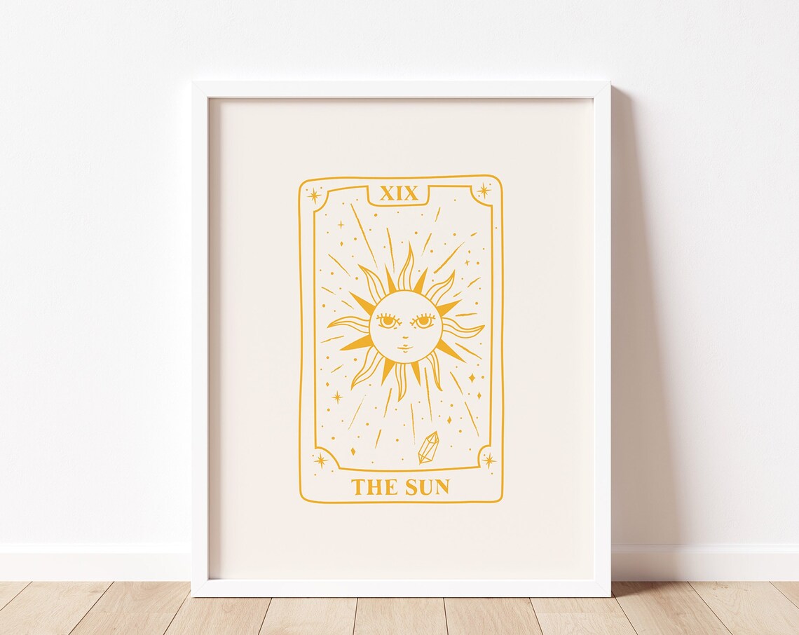 The Sun Tarot Card XIX Radiant Golden Celestial Spiritual Wall Art - Image 2