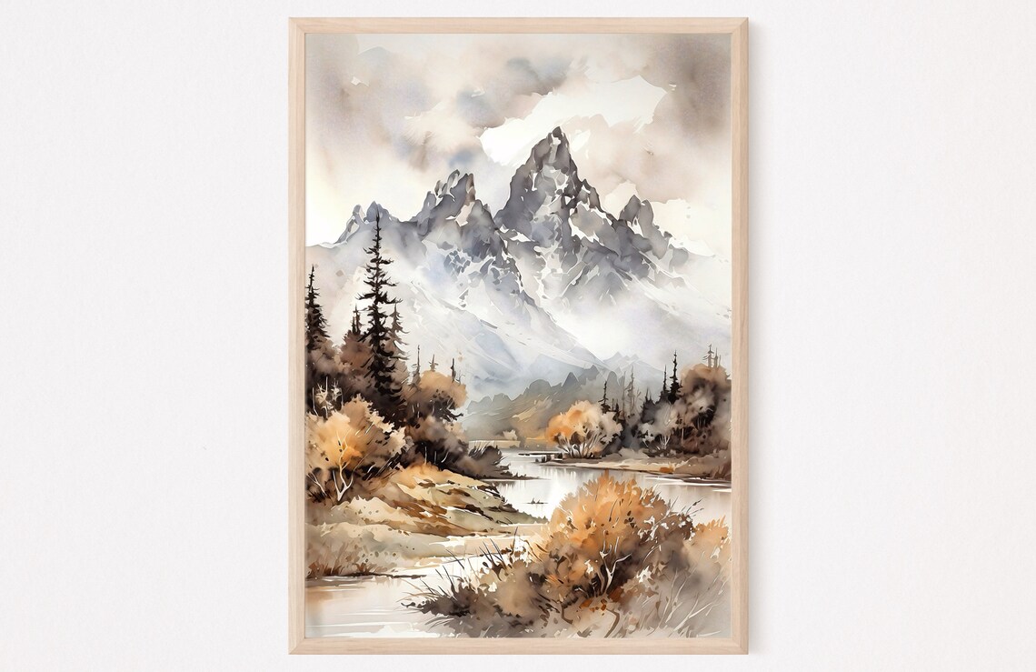 Grand Tetons National Park Mountain Landscape Art Print