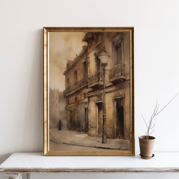 Vintage Architectural Watercolor Wall Art Antique Home Decor Classic Building Print Rustic Historic Jpg Sg3