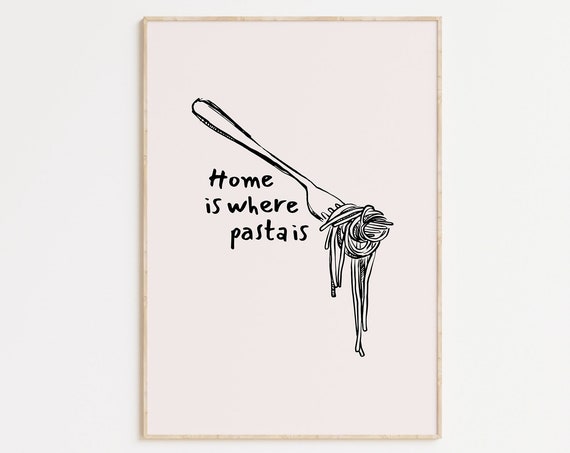 Spaghetti Retro Kitchen Decor Poster Print