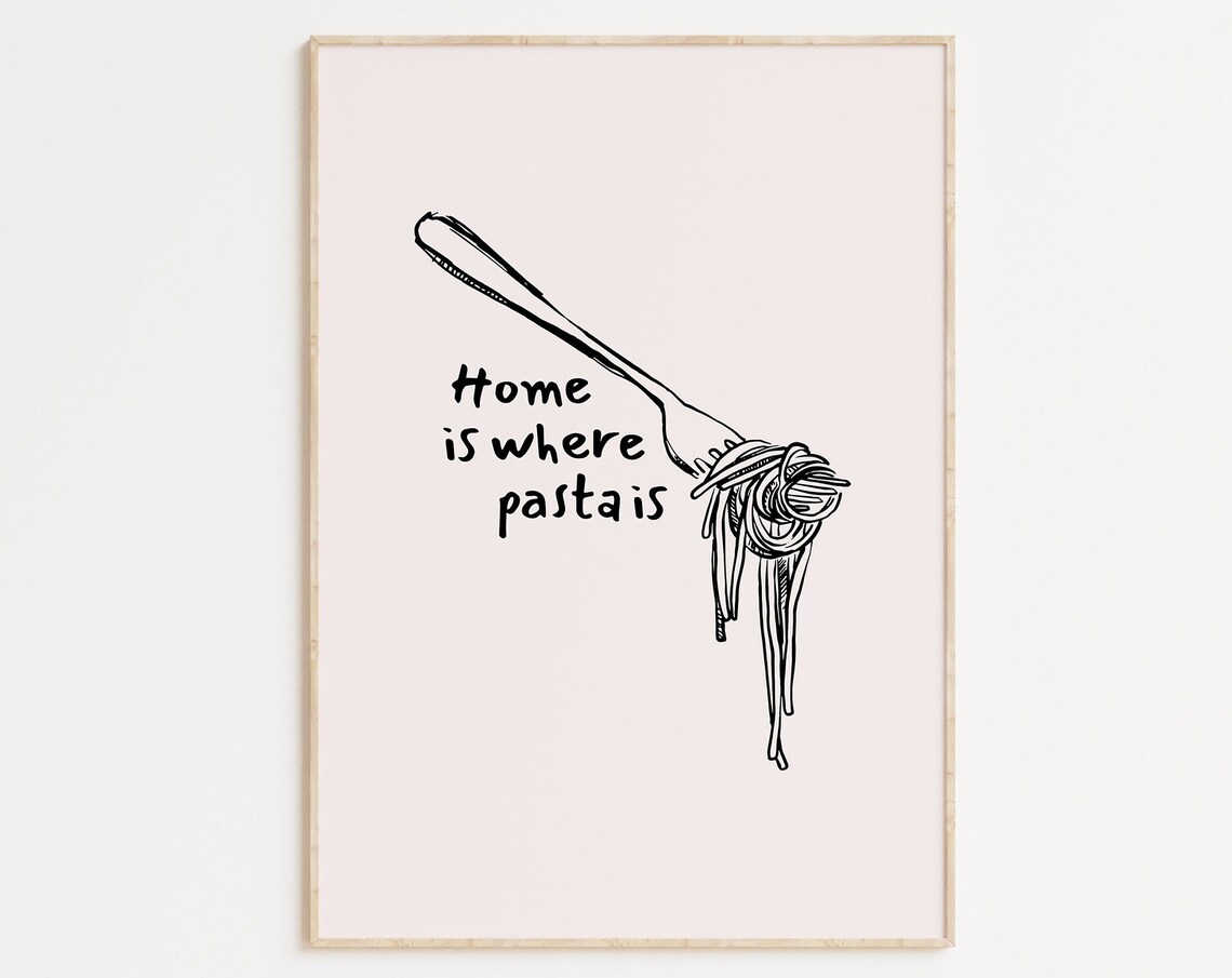 Spaghetti Retro Kitchen Decor Poster Print