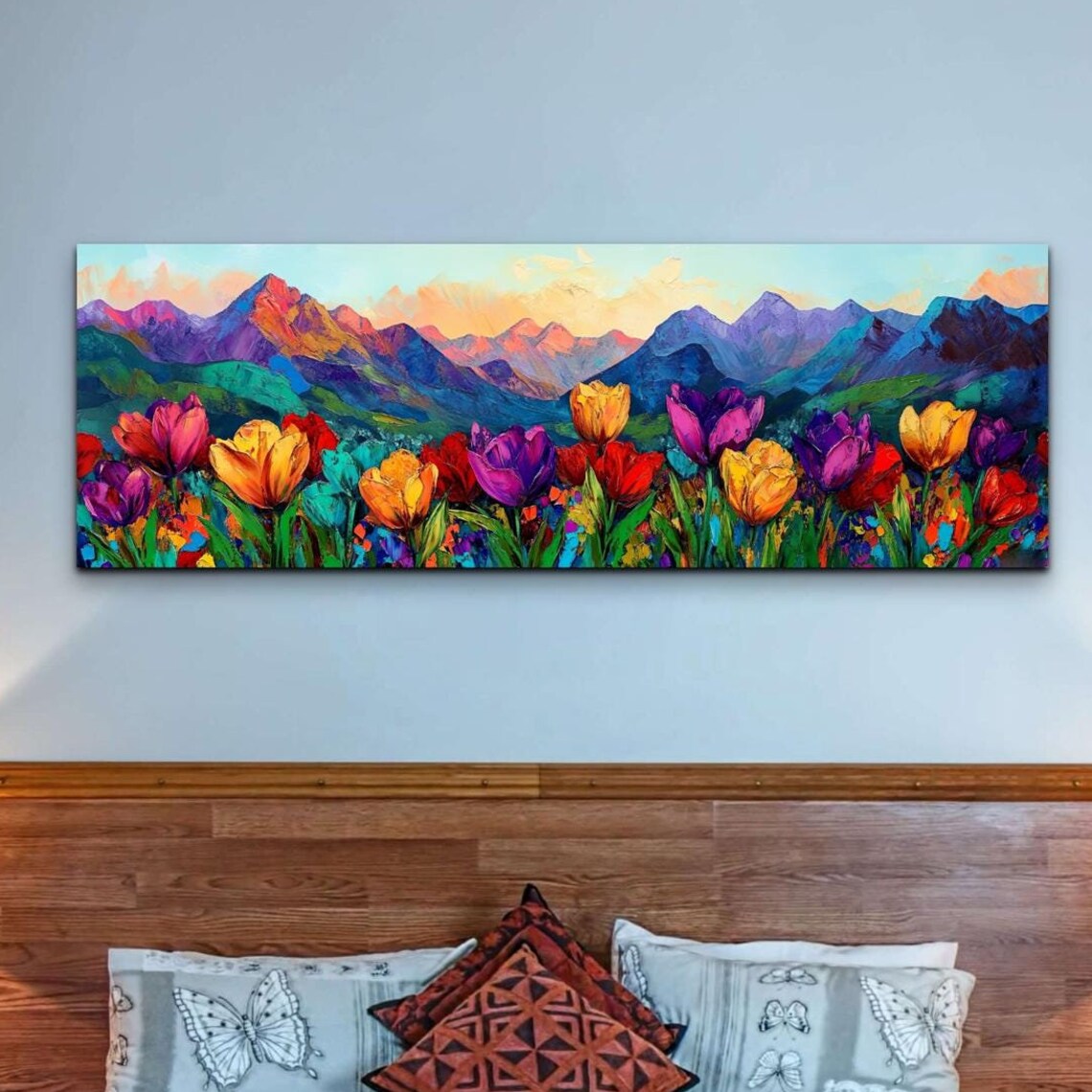 Botanical Mountain Landscape, Tranquil Landscape Art