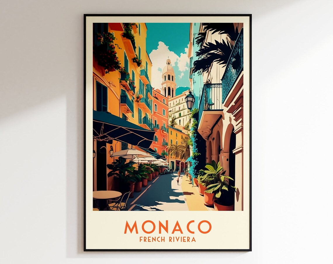 Monaco French Riviera Vintage Style Travel Poster Illustration - Image 4