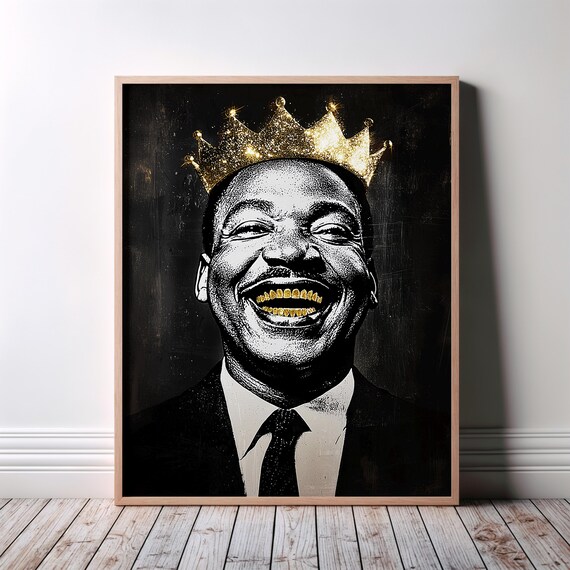 Martin Luther King Gold Crown Halftone Civil Rights Icon Poster