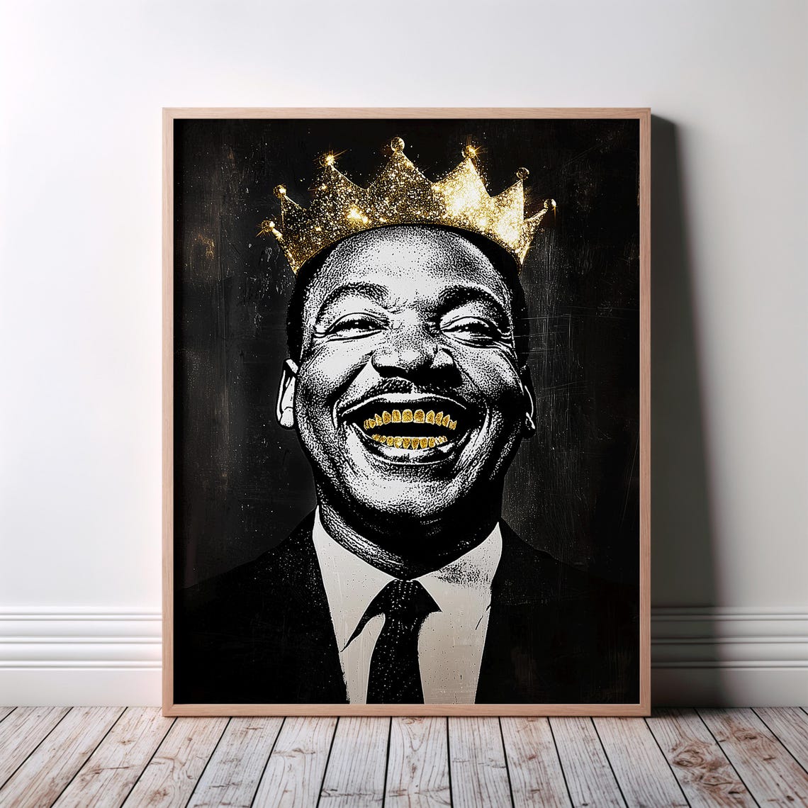Martin Luther King Gold Crown Halftone Civil Rights Icon Poster