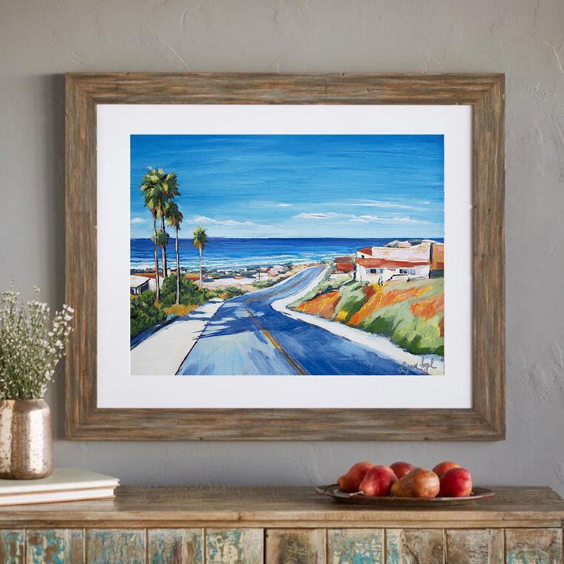 Pacific Coast Highway Palm Trees Beach Town Ocean View Poster - Image 5