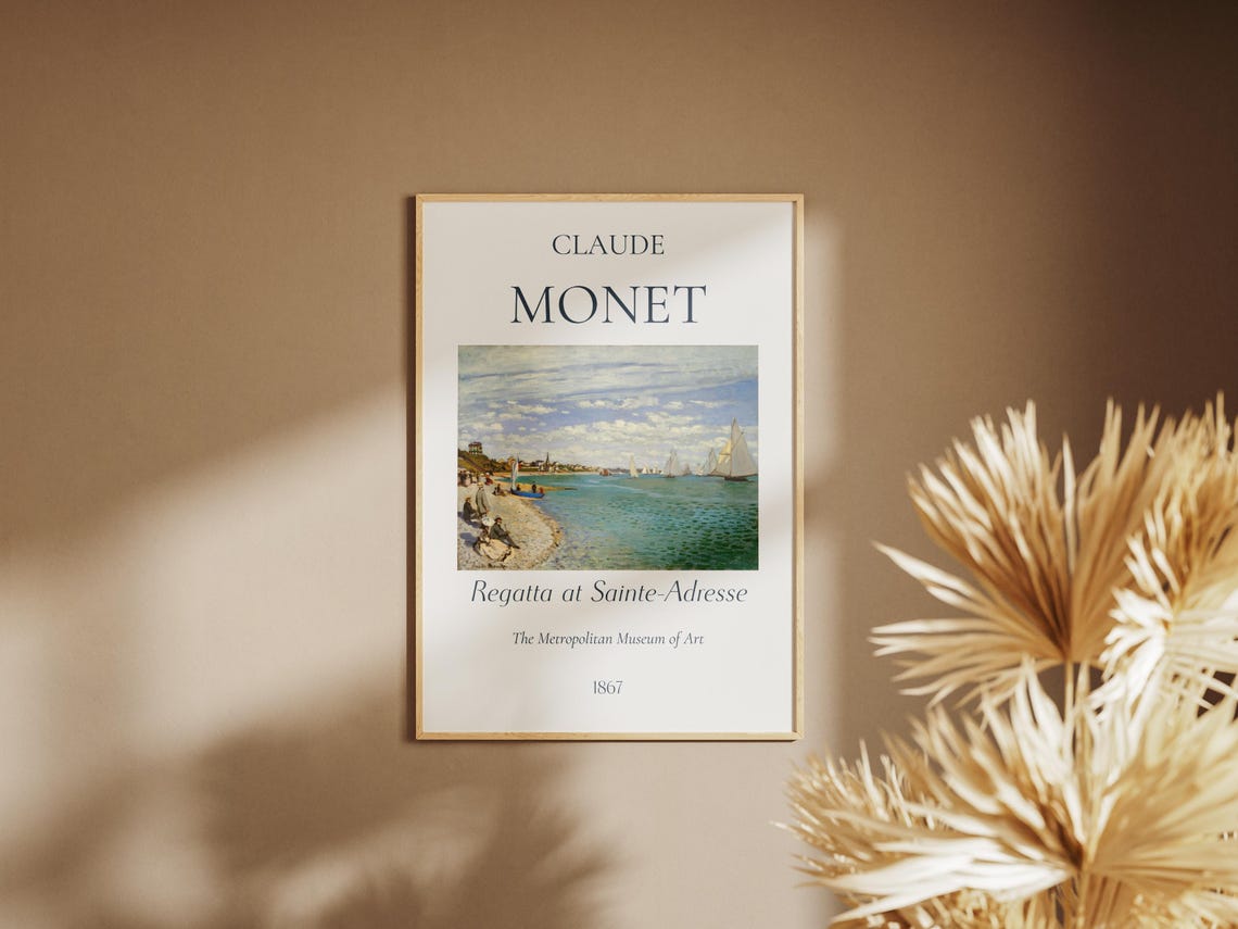 Claude Monet Art Print Regatta At Sainte Adresse Monet Exhibition Poster Monet Painting Vintage Home Poster Famous Artist Posters - Image 3