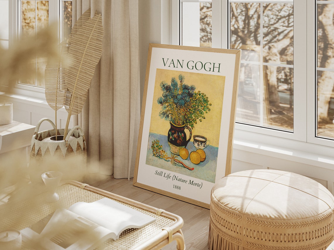 Van Gogh Still Life Nature Morte 1888 Blue Thistles Lemons Poster - Image 4